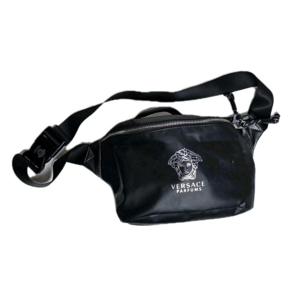 Versace Parfums  Black Travel Pouch Fanny Pack Crossbody Medusa NEW